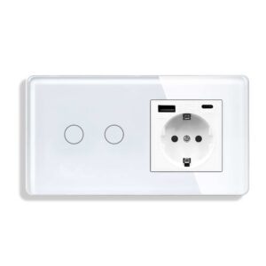 کلید لمسی هوشمند دو پل + پریز برق ارت دار + شارژر