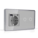 کلید لمسی هوشمند دو پل + پریز برق ارت دار + شارژر